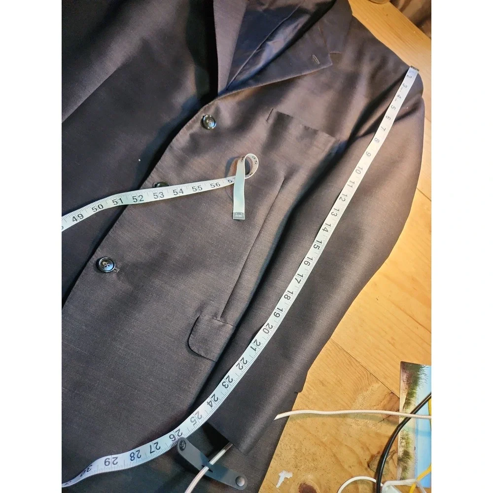 VTG Chung Hang Hong Kong Charcoal Gray Blazer Sport Coat 3-Button Wool Jacket